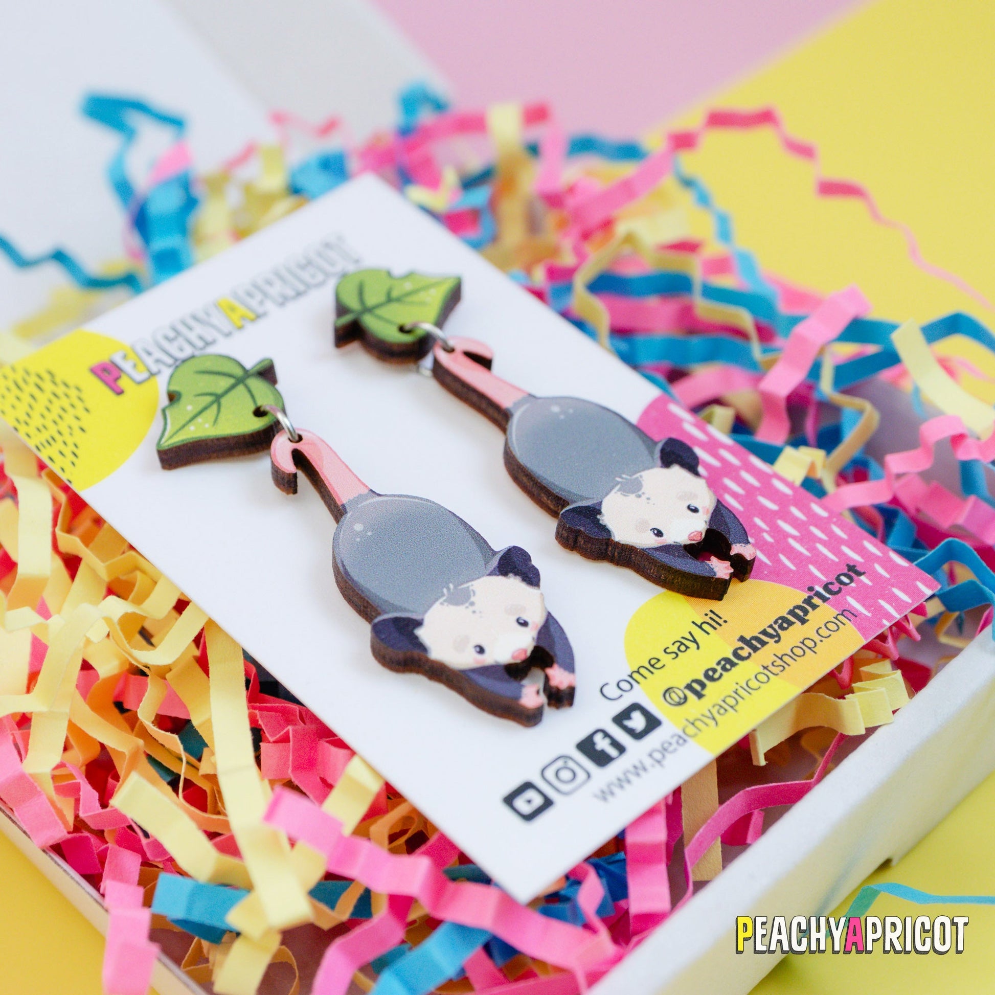 Boucles d'oreilles pendantes Opossum