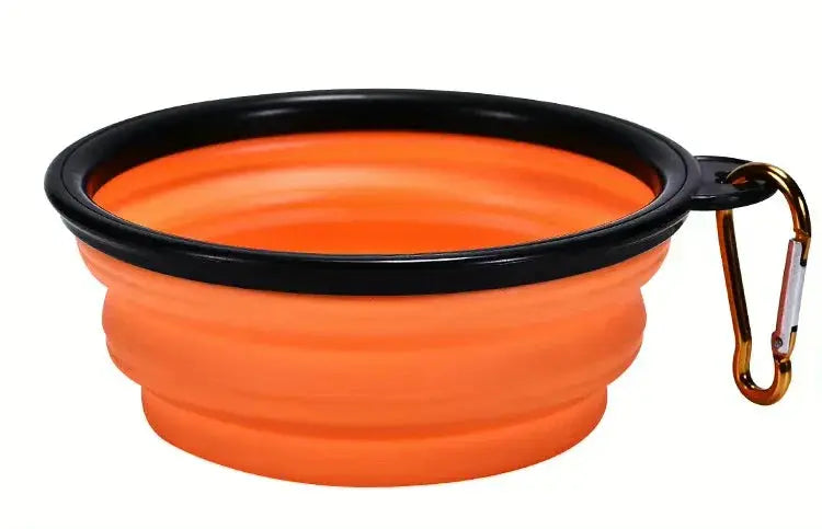 Portable Silicone Pet Bowl with Carabiner Clip, Collapsible, 350 ml