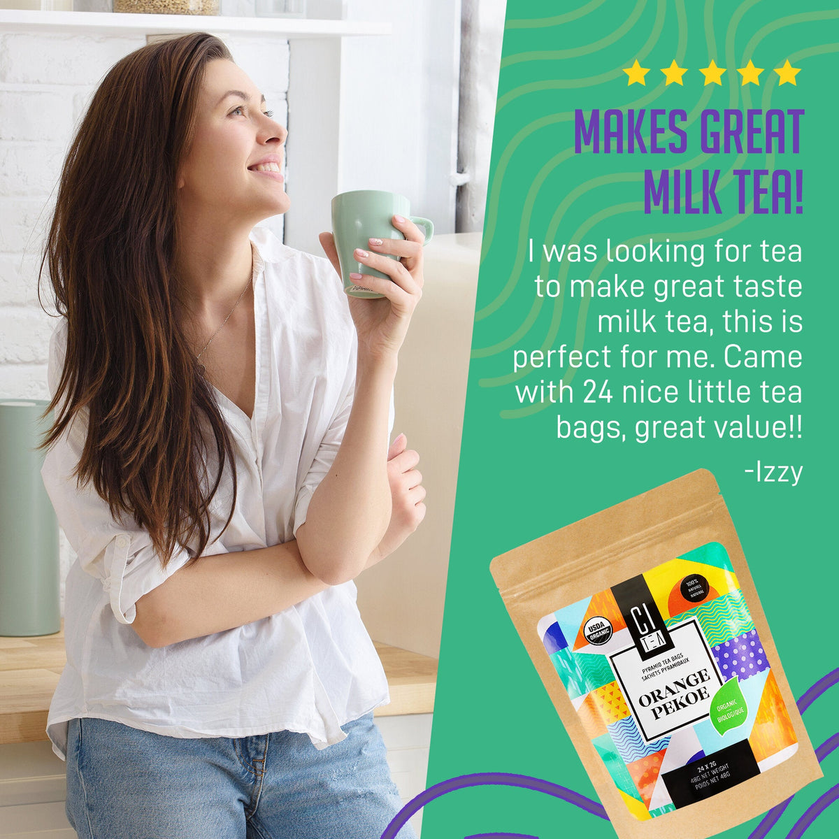 Organic Orange Pekoe - 24 Pyramid Tea Bags