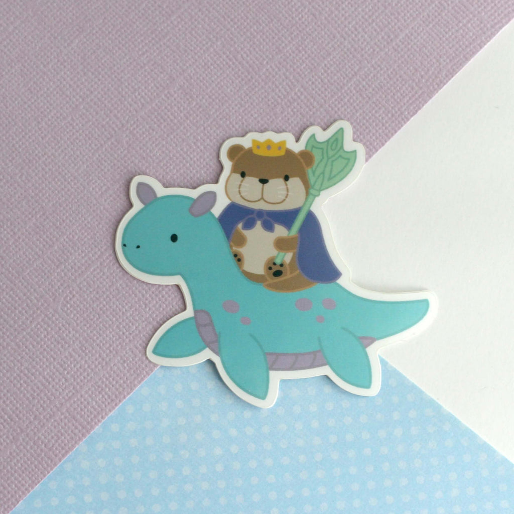 Otter King Riding Sea Dragon Vinyl Sticker