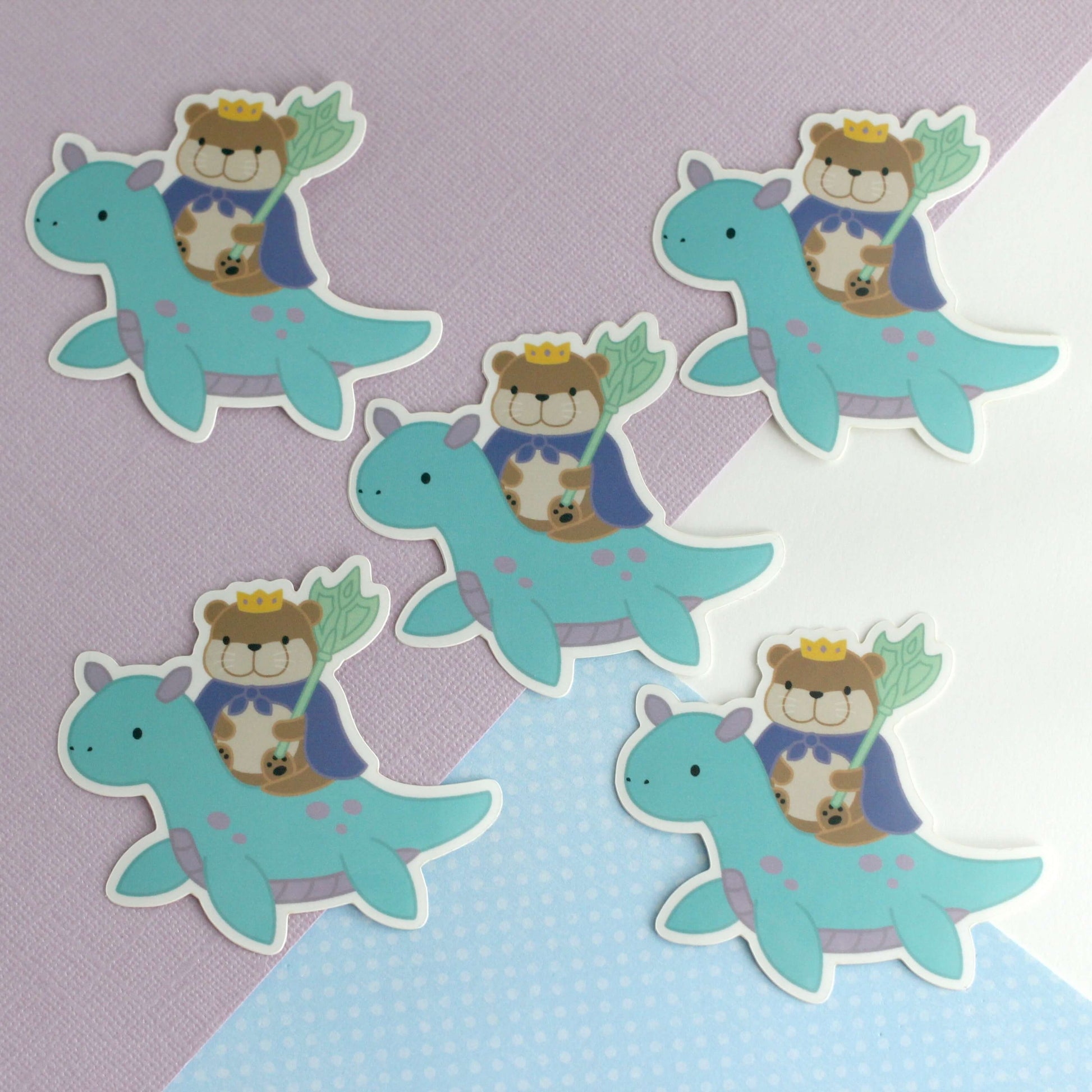 Otter King Riding Sea Dragon Vinyl Sticker