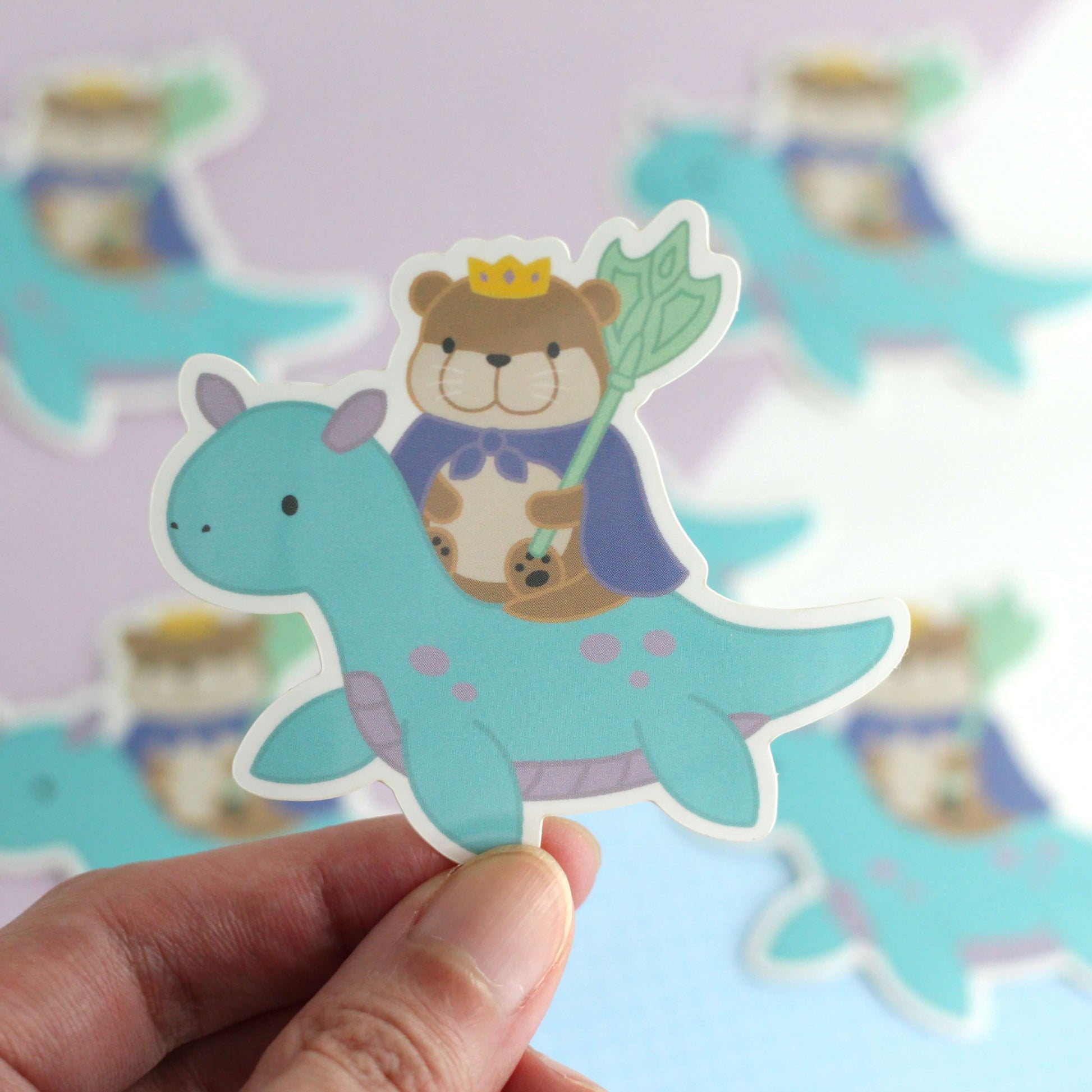 Otter King Riding Sea Dragon Vinyl Sticker