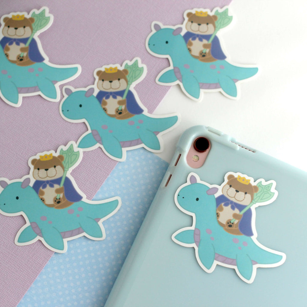 Otter King Riding Sea Dragon Vinyl Sticker