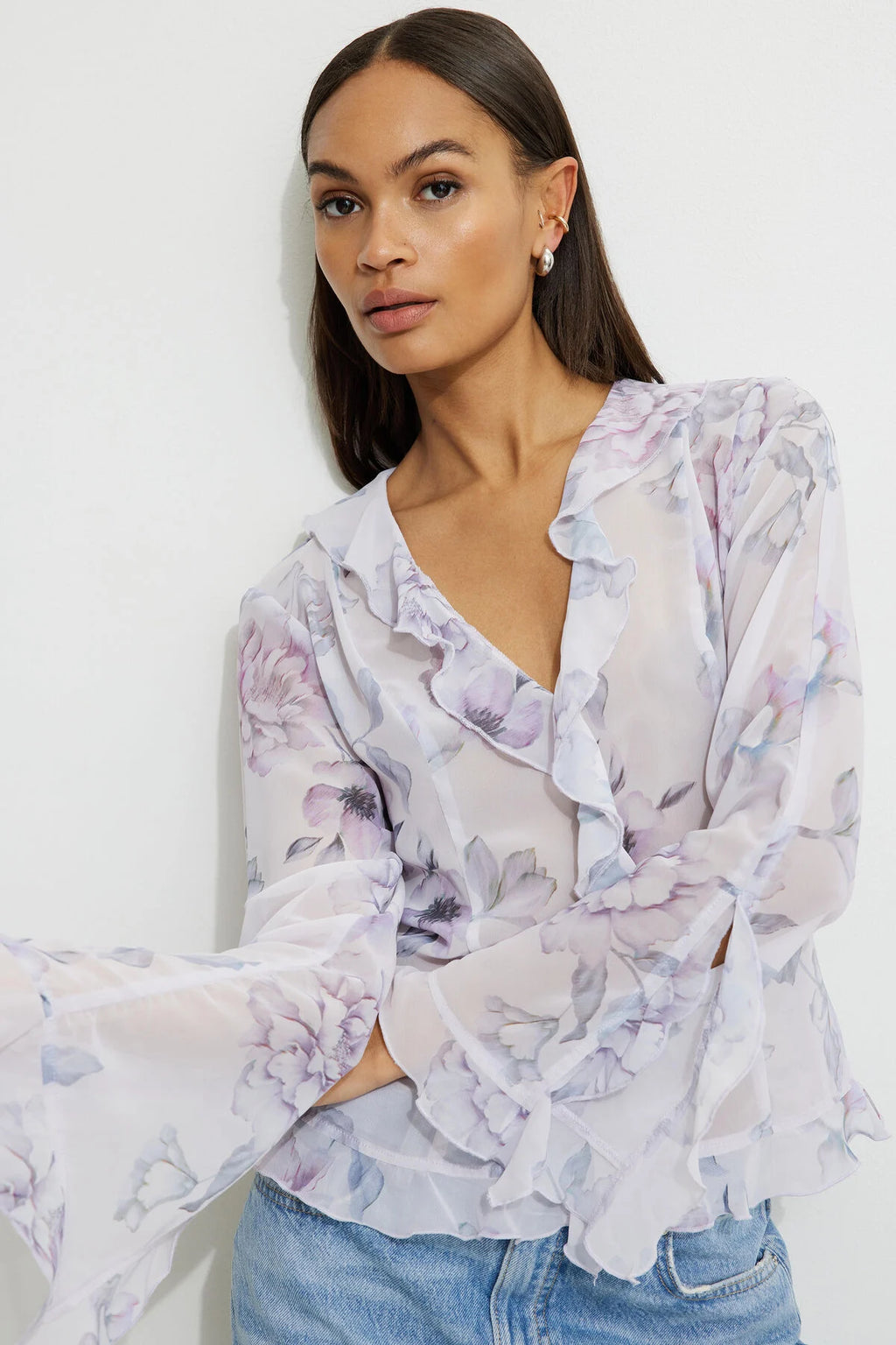 Sheer Ruffled Blouse