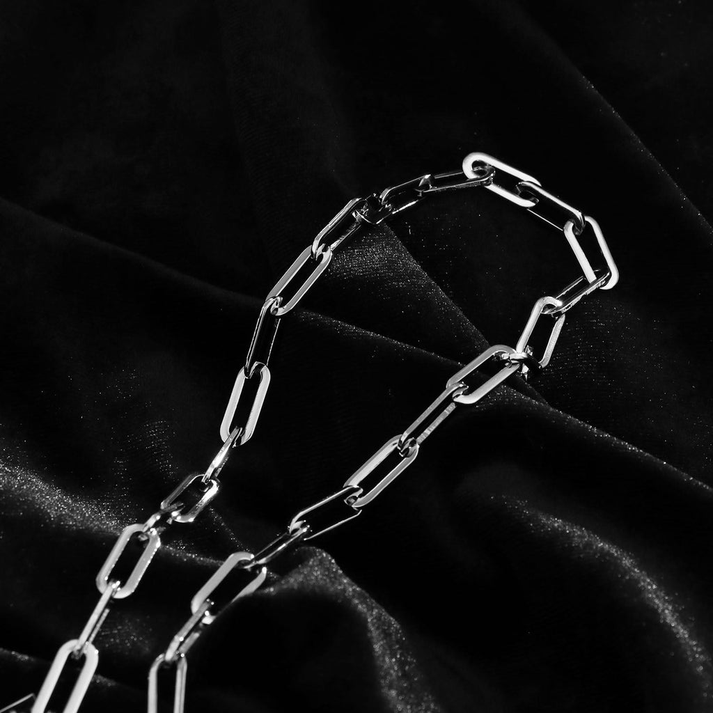 JACINTA Contemporary Paper Clip Silver Chain Necklace