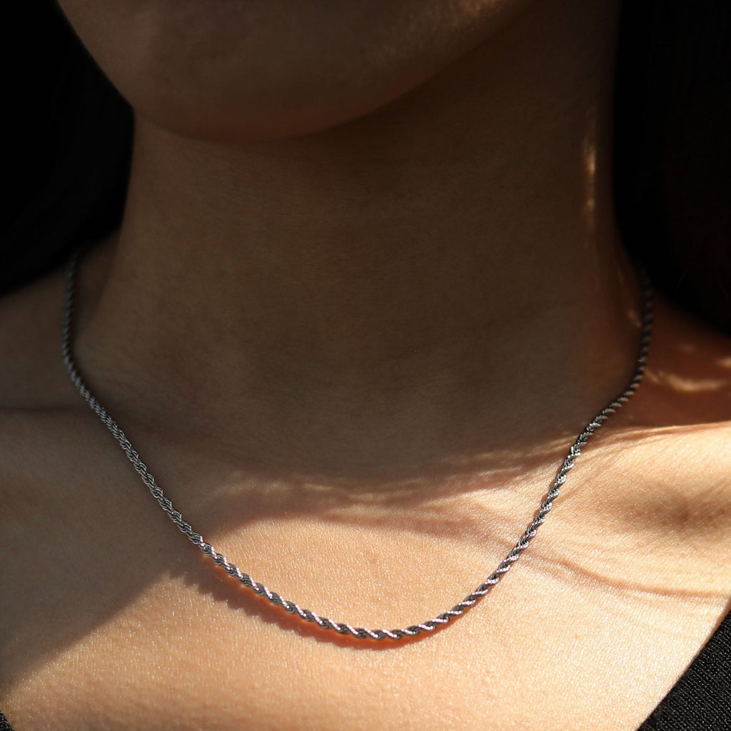 KIRA: Rope Chain Silver Necklace 24 Inches
