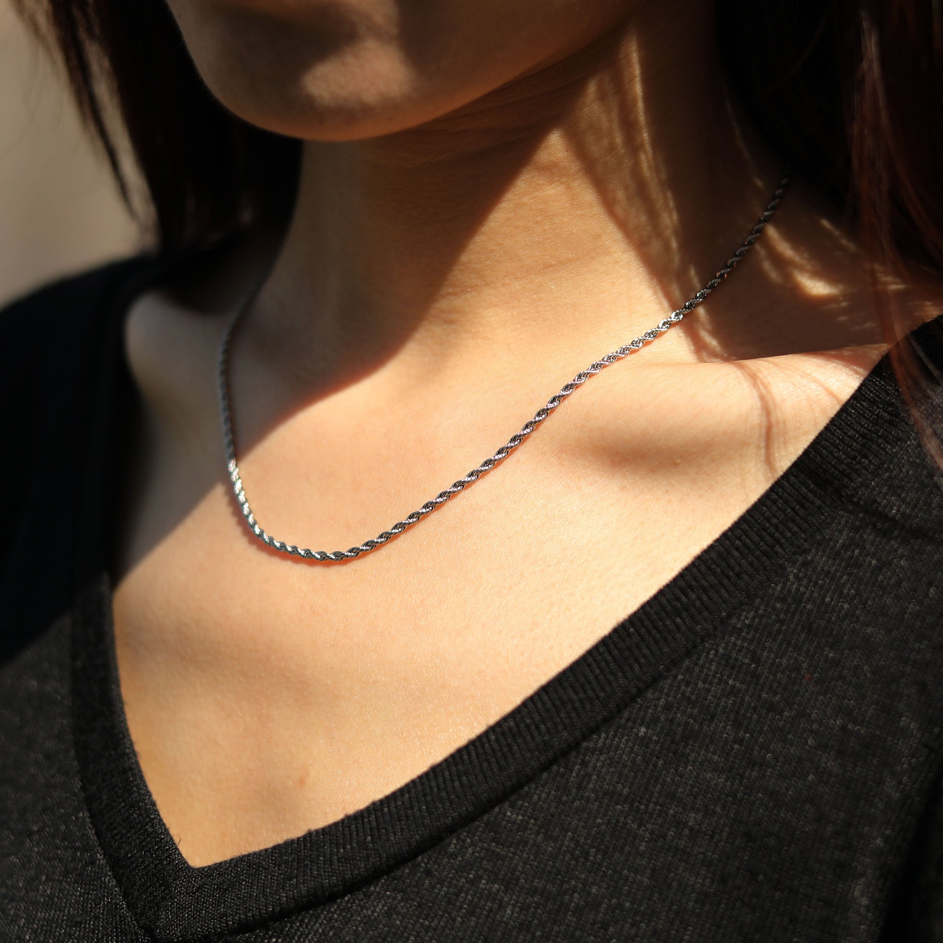 KIRA: Rope Chain Silver Necklace 24 Inches