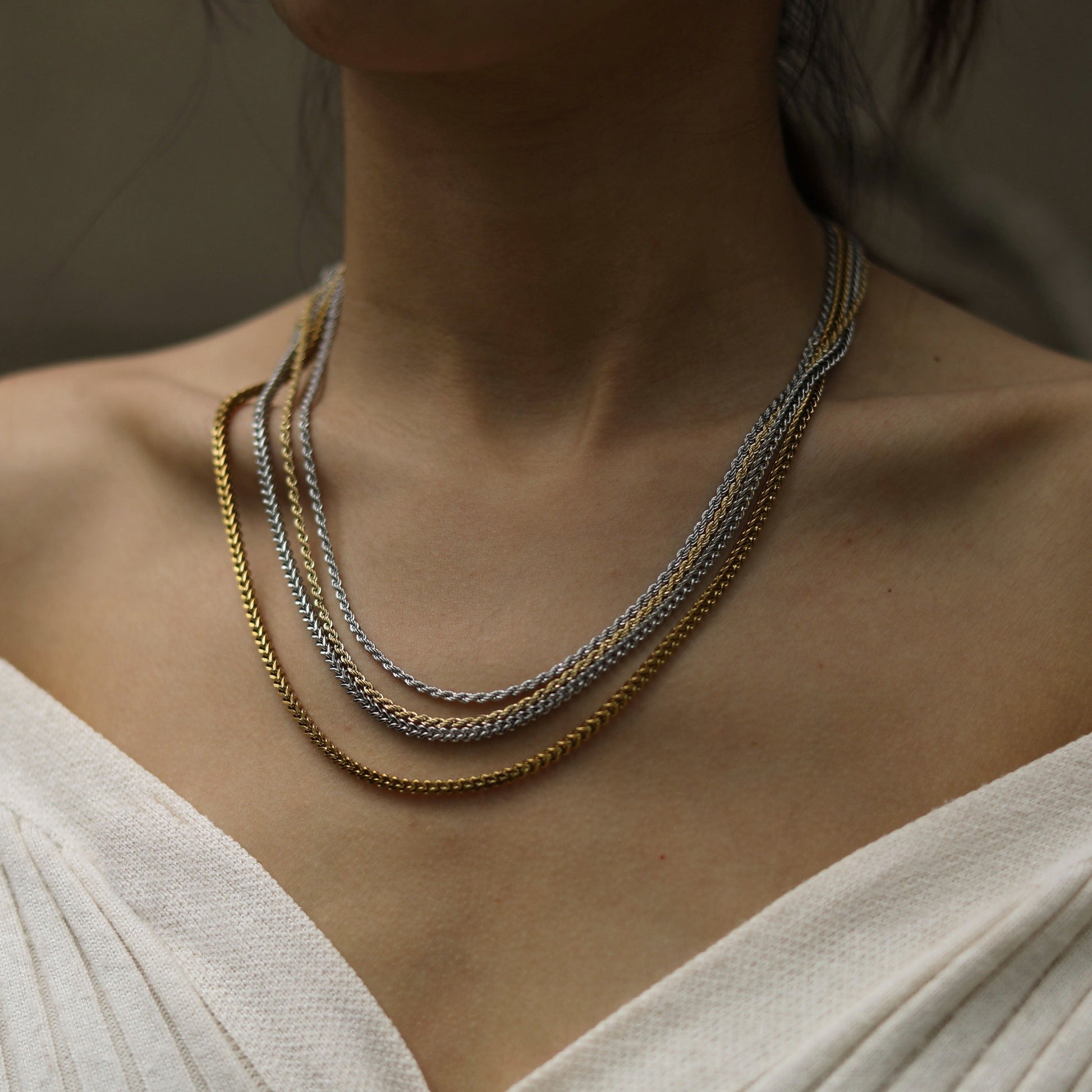 KIRA: Rope Chain Silver Necklace 24 Inches