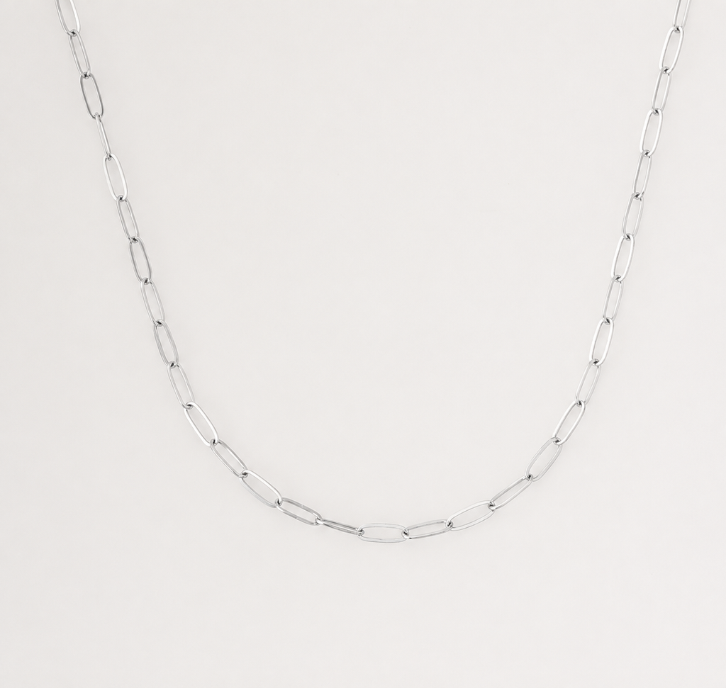 PENINA Silver: Dailywear Essential Mini Paper-Clip Chain Necklace (Men & Women)