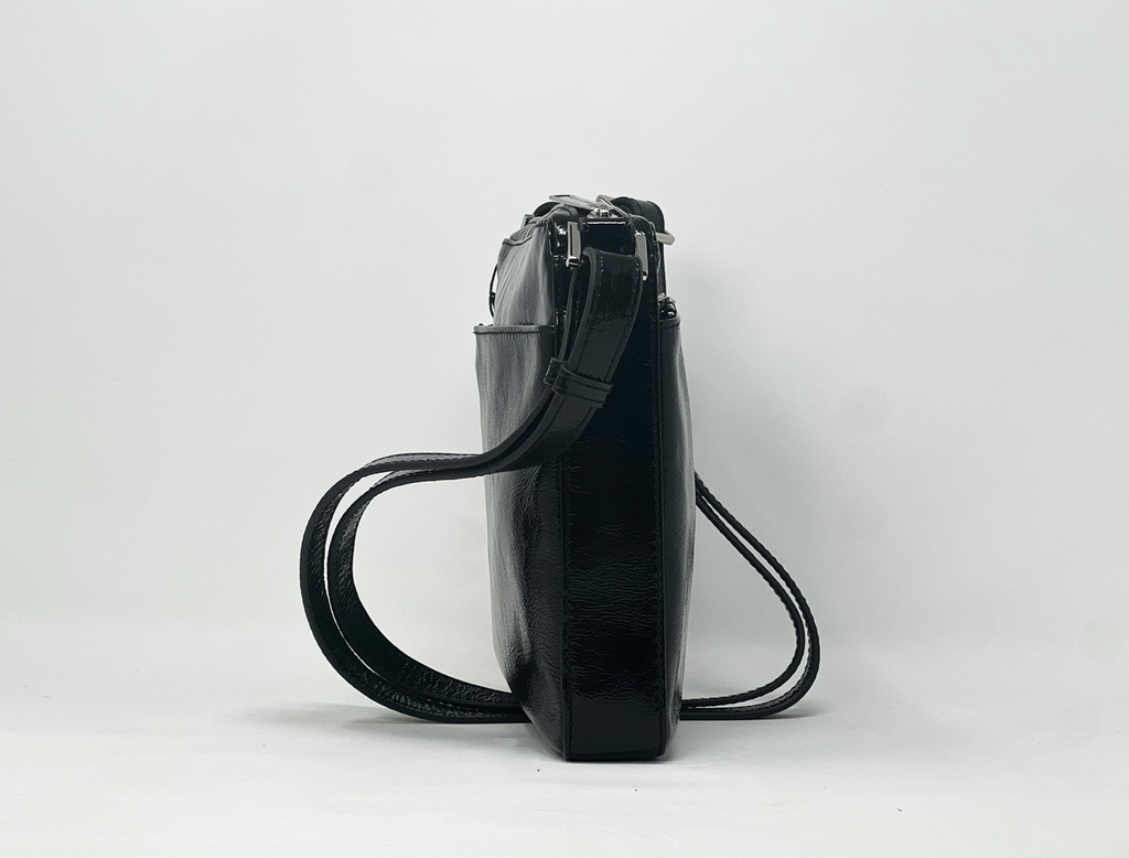 Black Patent Shoulder Bag | Gisèle Petit