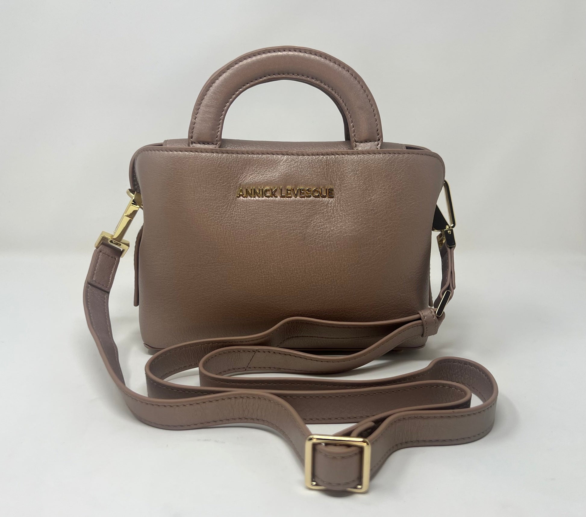 Clarence Leather Handbag, Two-in-One, Rose Platinum