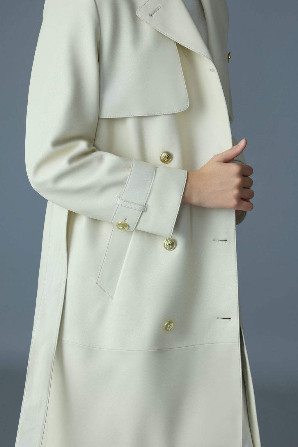 GAEL-V Maxi Leather Trench Coat