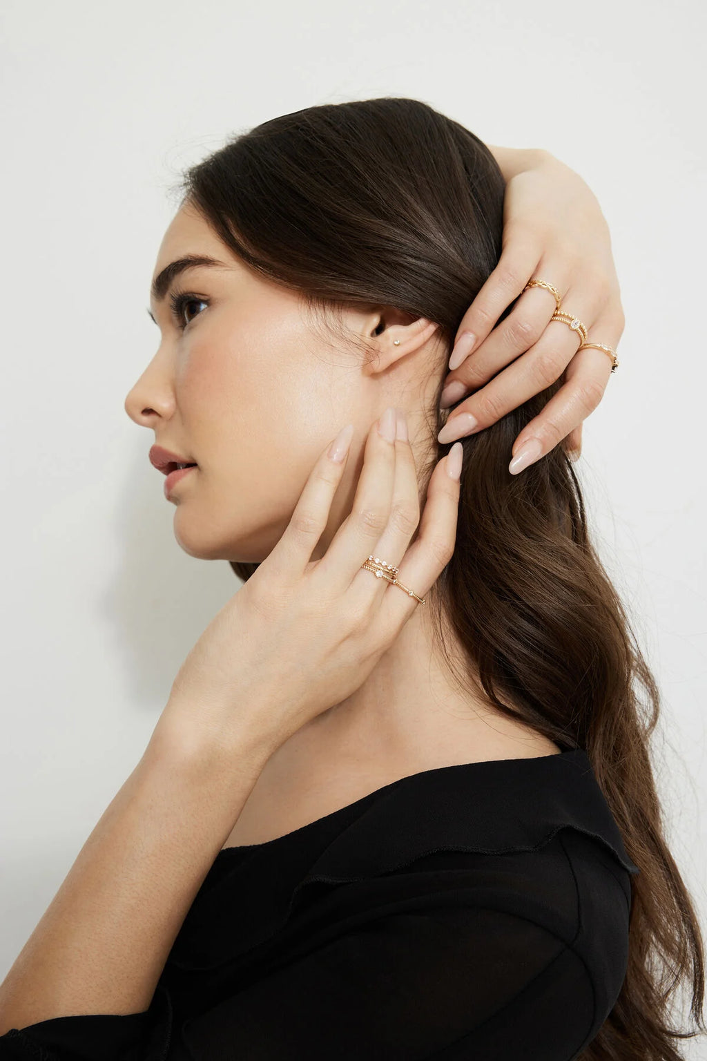 Lot de 9 bagues délicates avec pierres précieuses