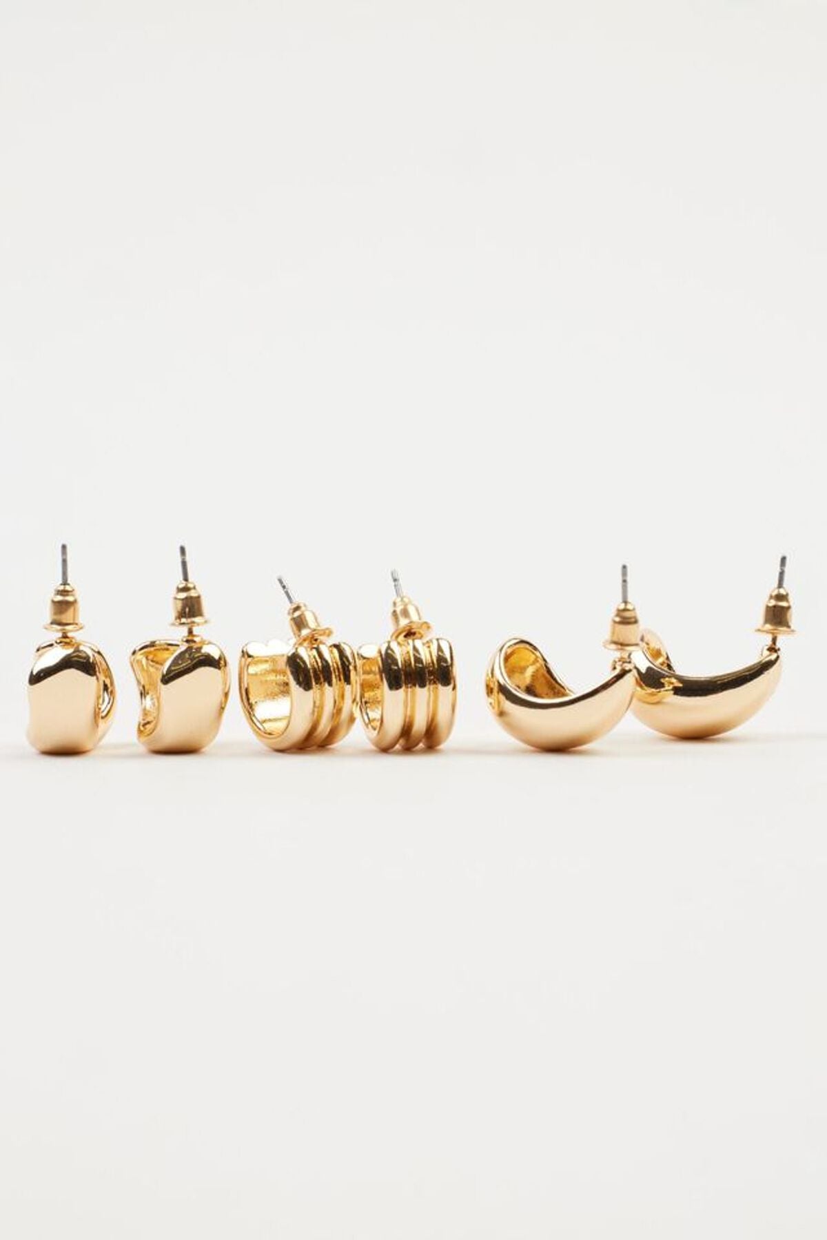 Lot de 3 boucles d'oreilles créoles épaisses