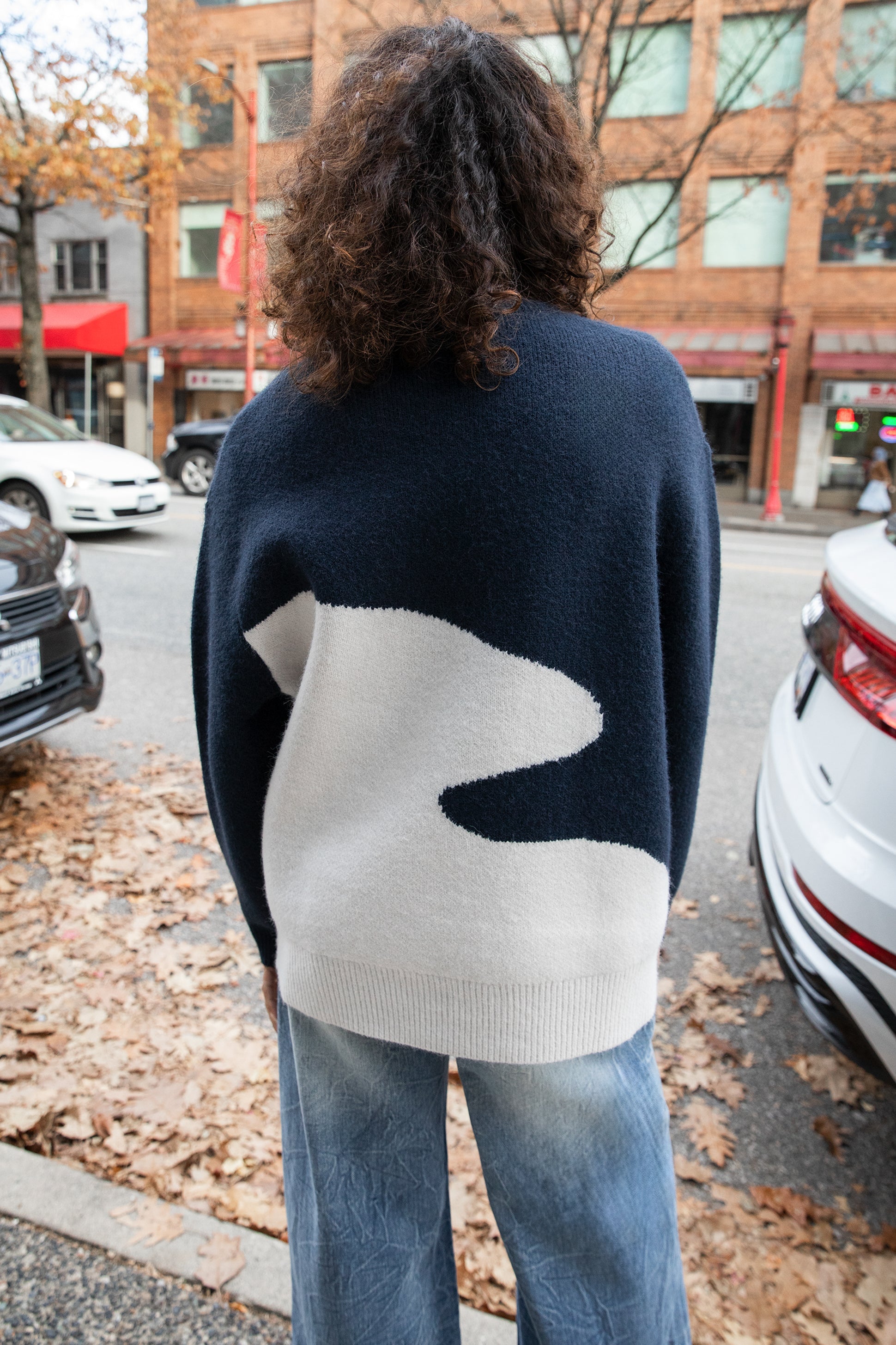 PULL OVERSIZE EN MAILLE INTARSIA