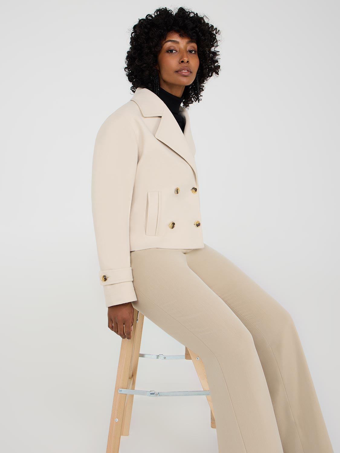 Trench-coat en fausse laine cintrée