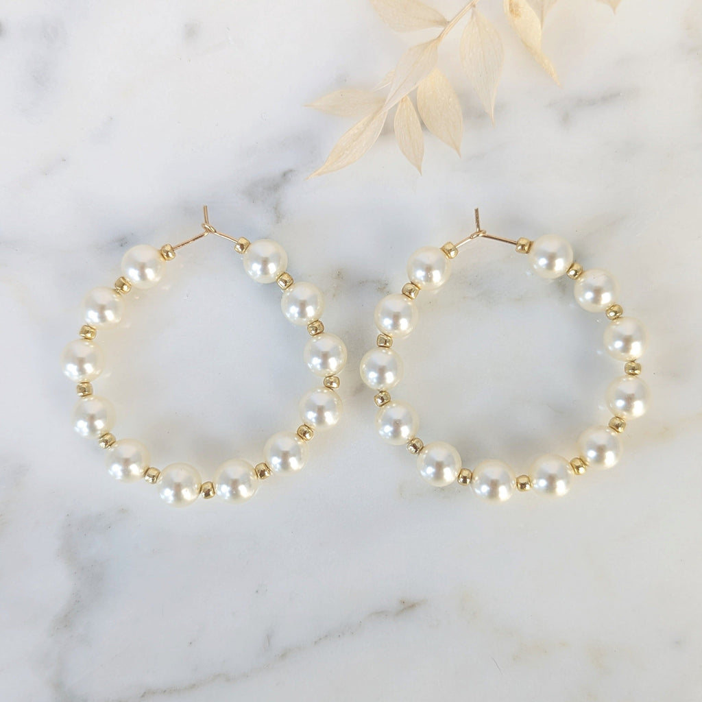 GRACE Pearl Hoop Earrings