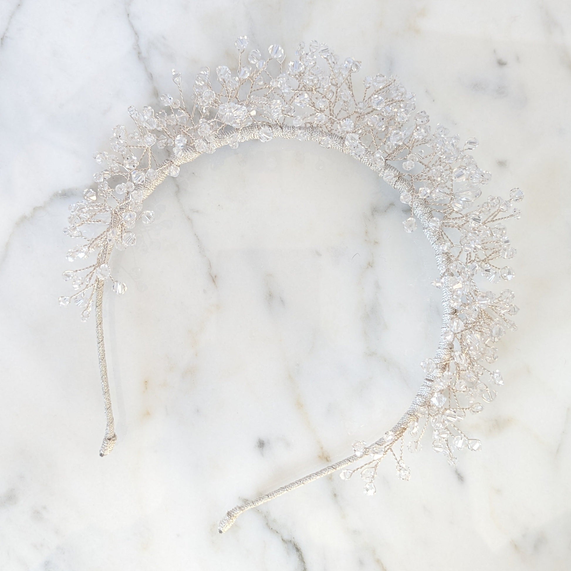 crystal babies breath tiara for modern bride