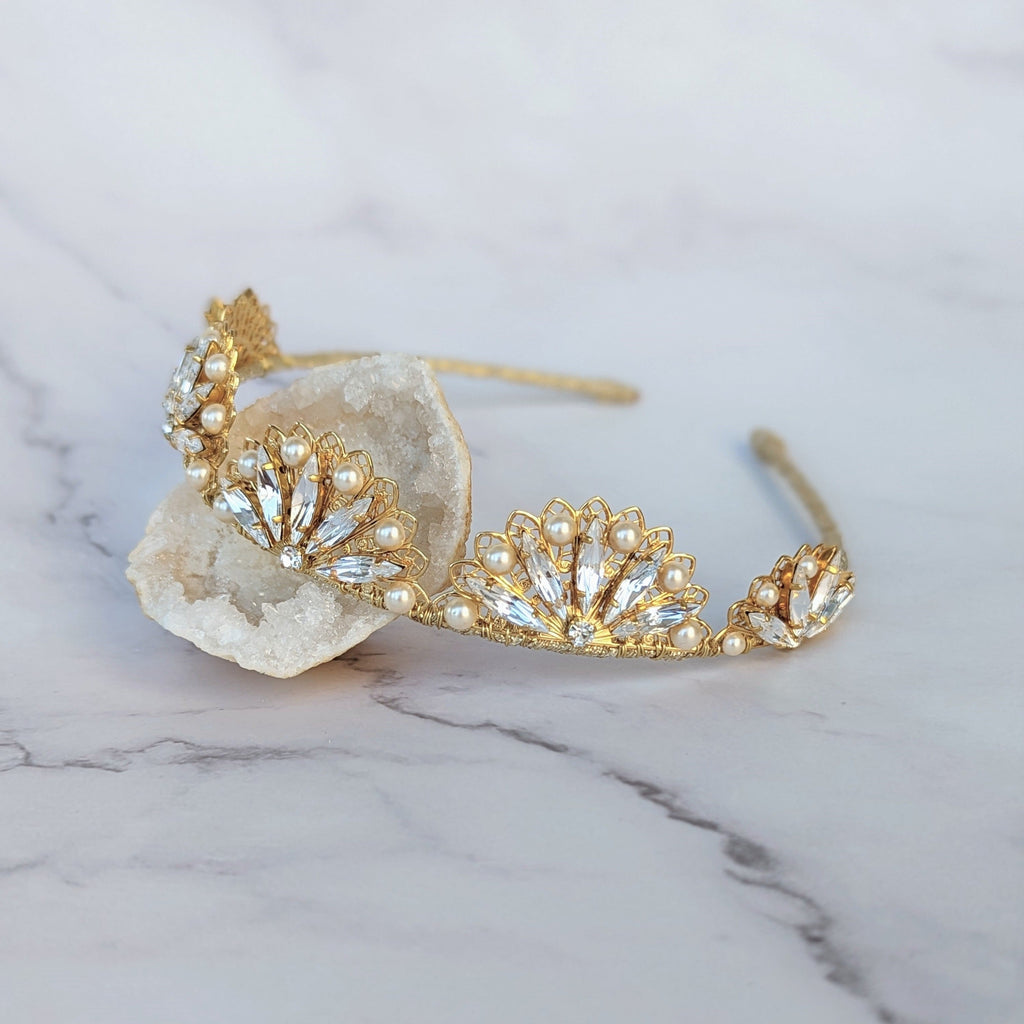DAPHNE Scalloped Filigree Bridal Tiara