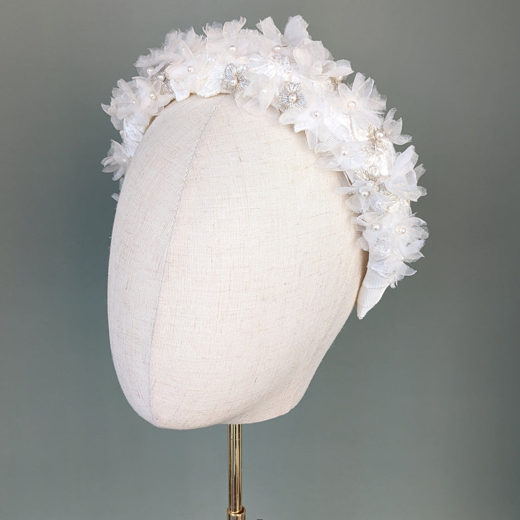 Bandeau rembourré en dentelle JASMINE avec fleurs en soie
