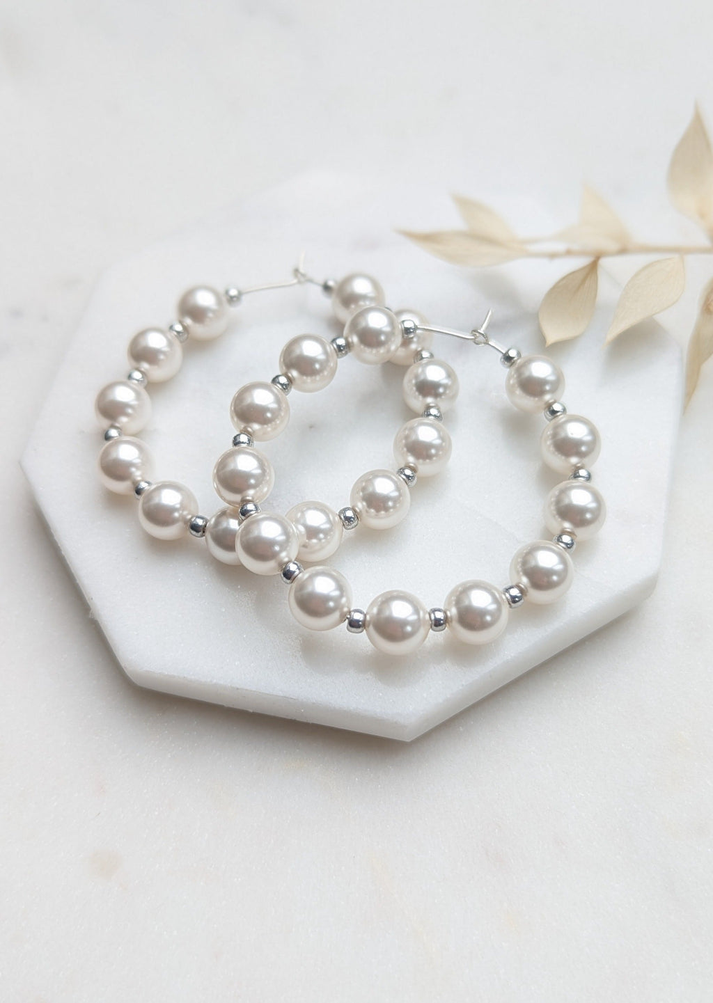 GRACE Pearl Hoop Earrings