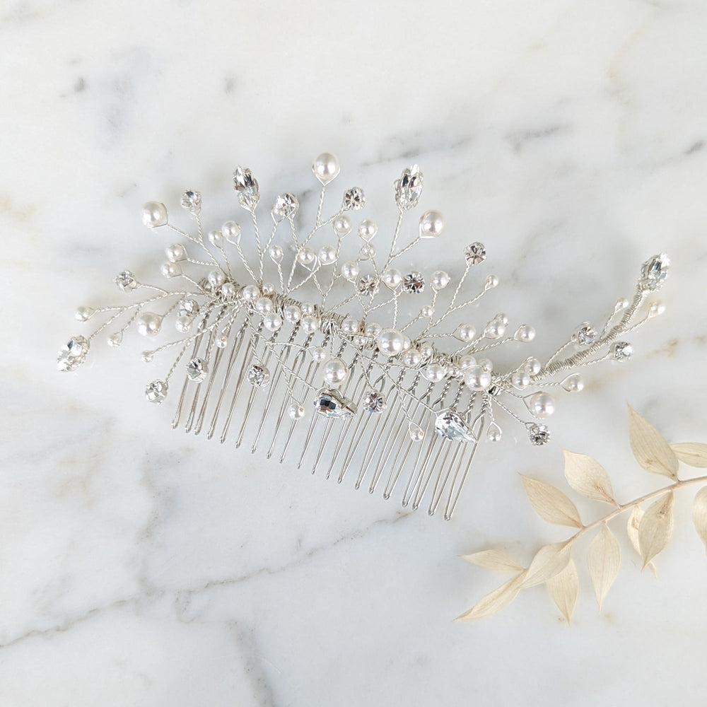 Peigne à cheveux de mariée en perles de cristal KATYA