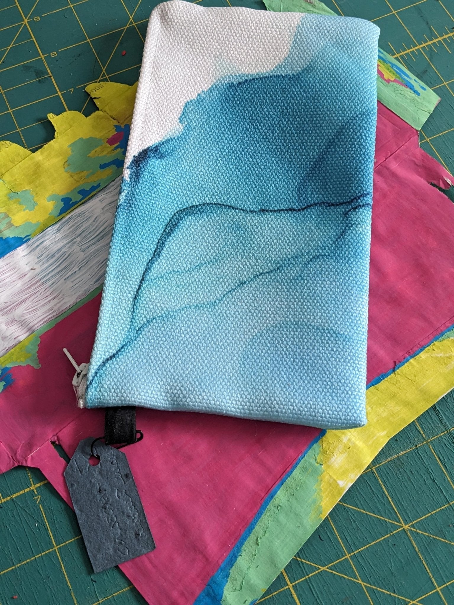 Zippered Cotton Canvas Pencil Case | Blue Wave