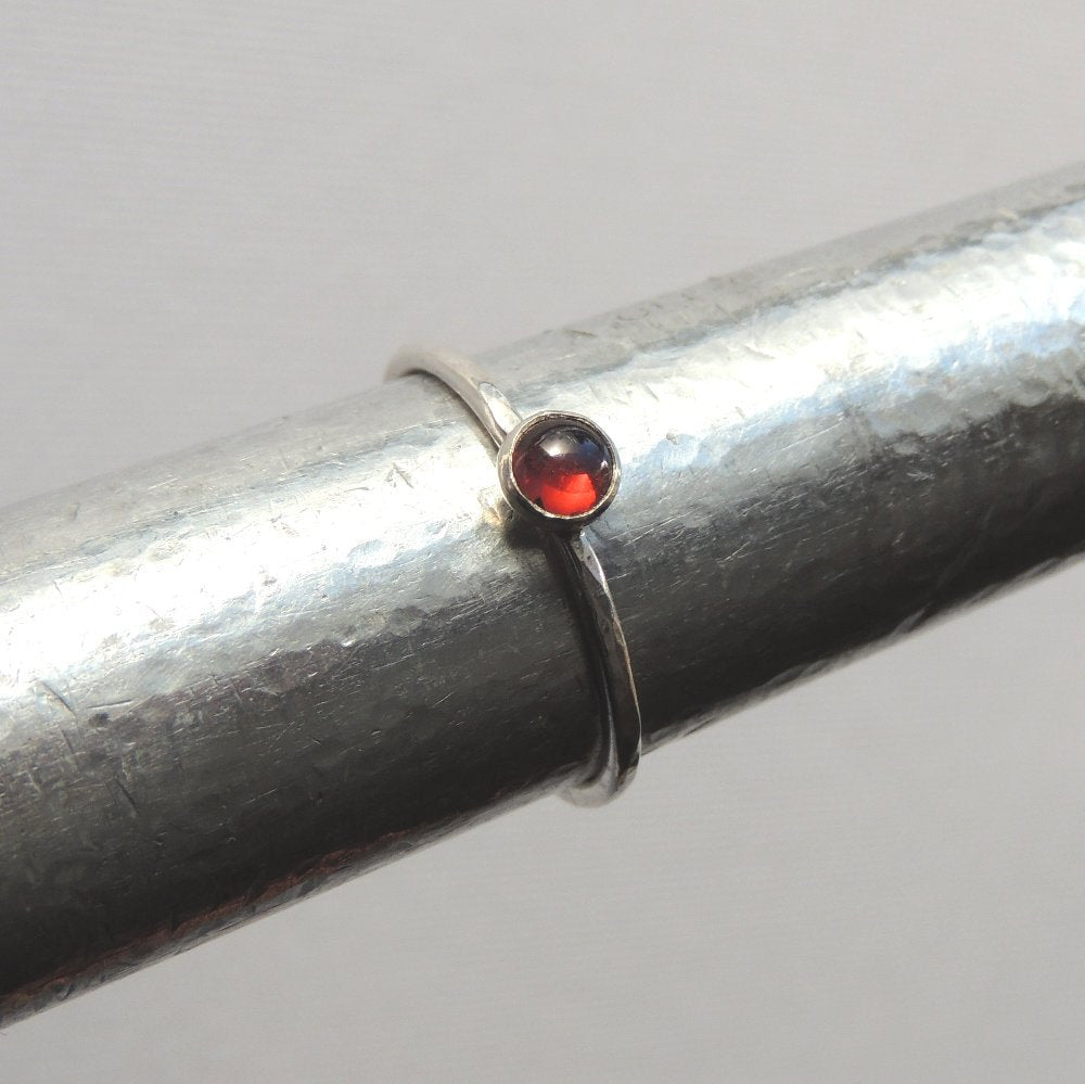 Garnet Ring Sterling Silver Stacking Ring Red Stone Ring Almadine Garnet