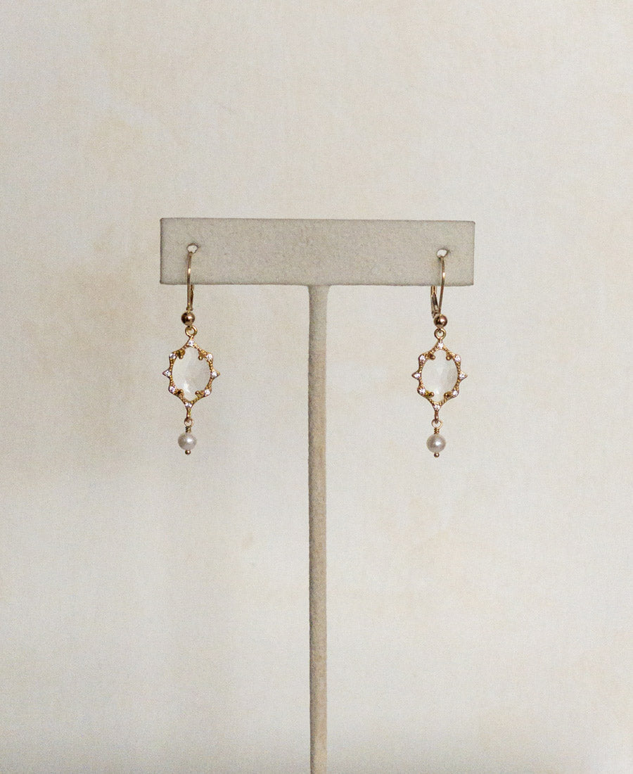 Paloma 14K gold filled, glass & pearl drop earrings