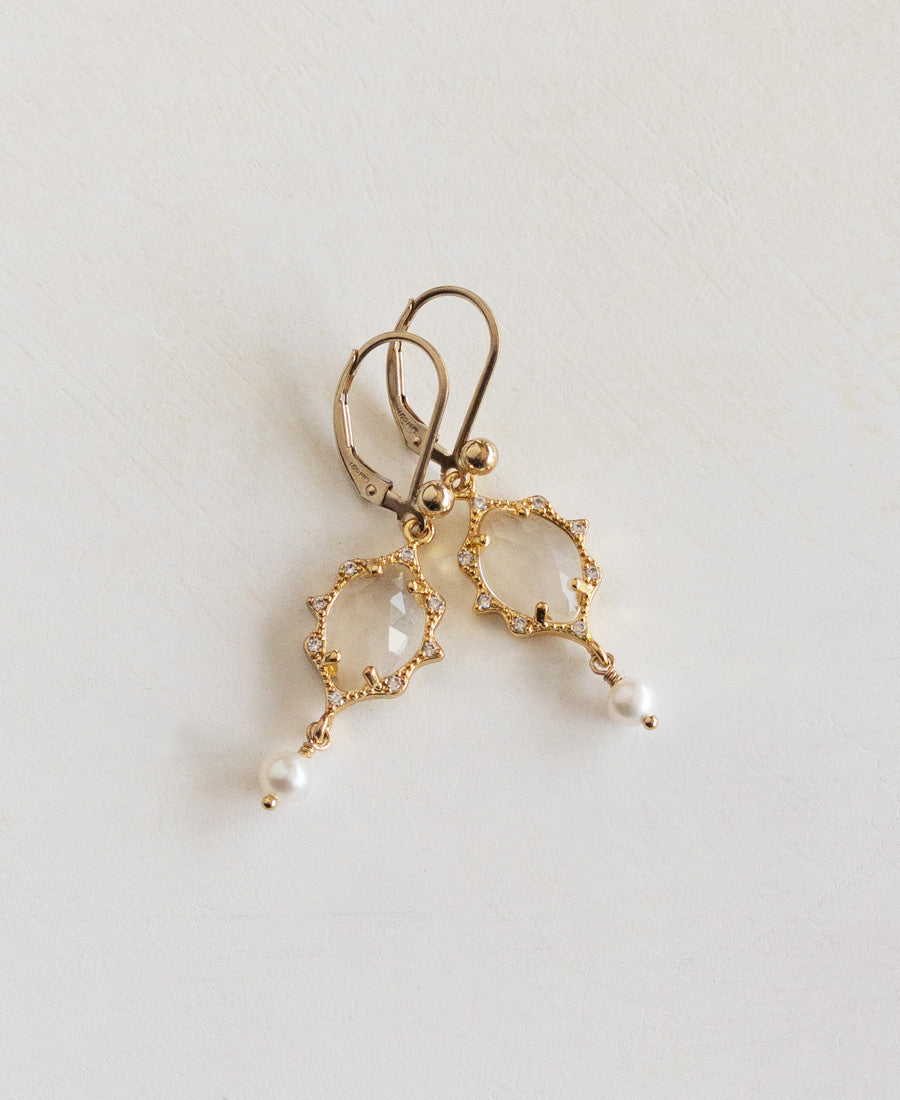Paloma 14K gold filled, glass & pearl drop earrings