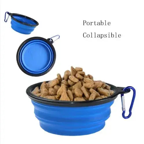 Portable Silicone Pet Bowl with Carabiner Clip, Collapsible, 350 ml