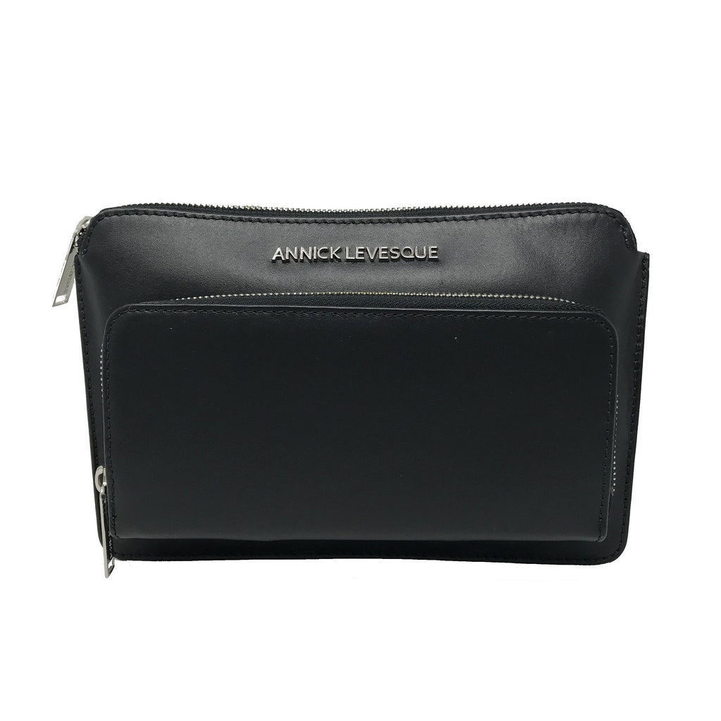 Small Black Genuine Leather Crossbody Wallet, Carmen - PREORDER