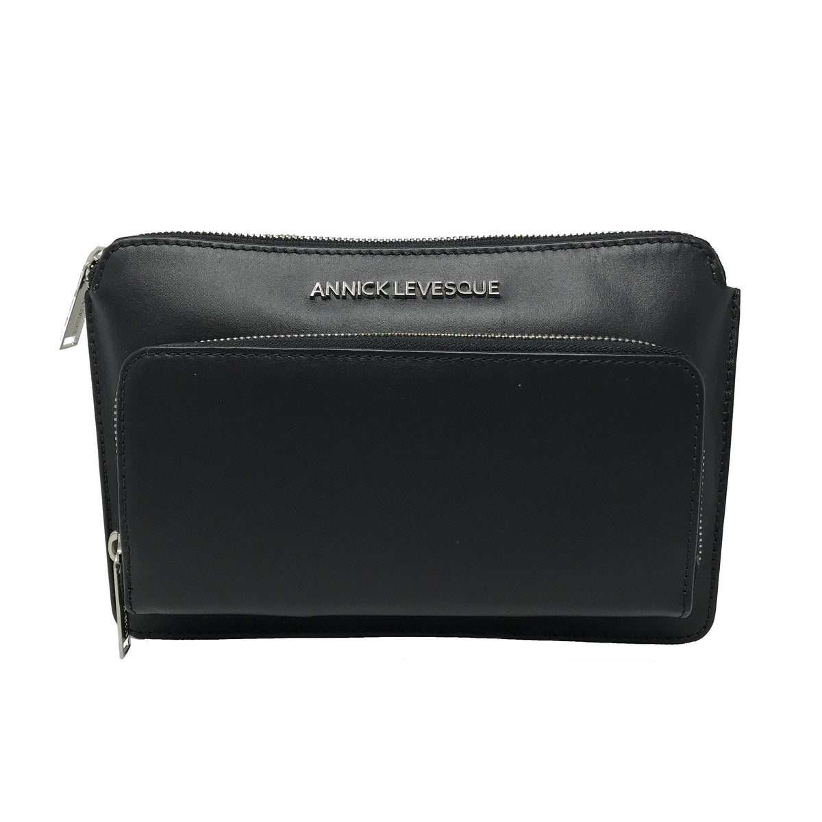 Small Black Genuine Leather Crossbody Wallet, Carmen - PREORDER