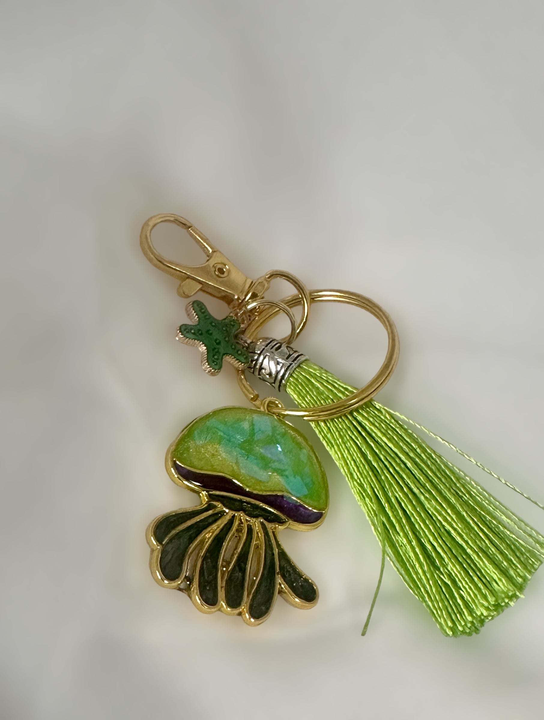 Jellyfish Glow Bag Charm / Keychain – Handmade Resin Jellyfish Charm