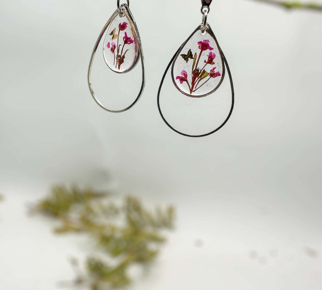 Cherry Blossom Charm - Handmade Pressed Flower Resin Earrings