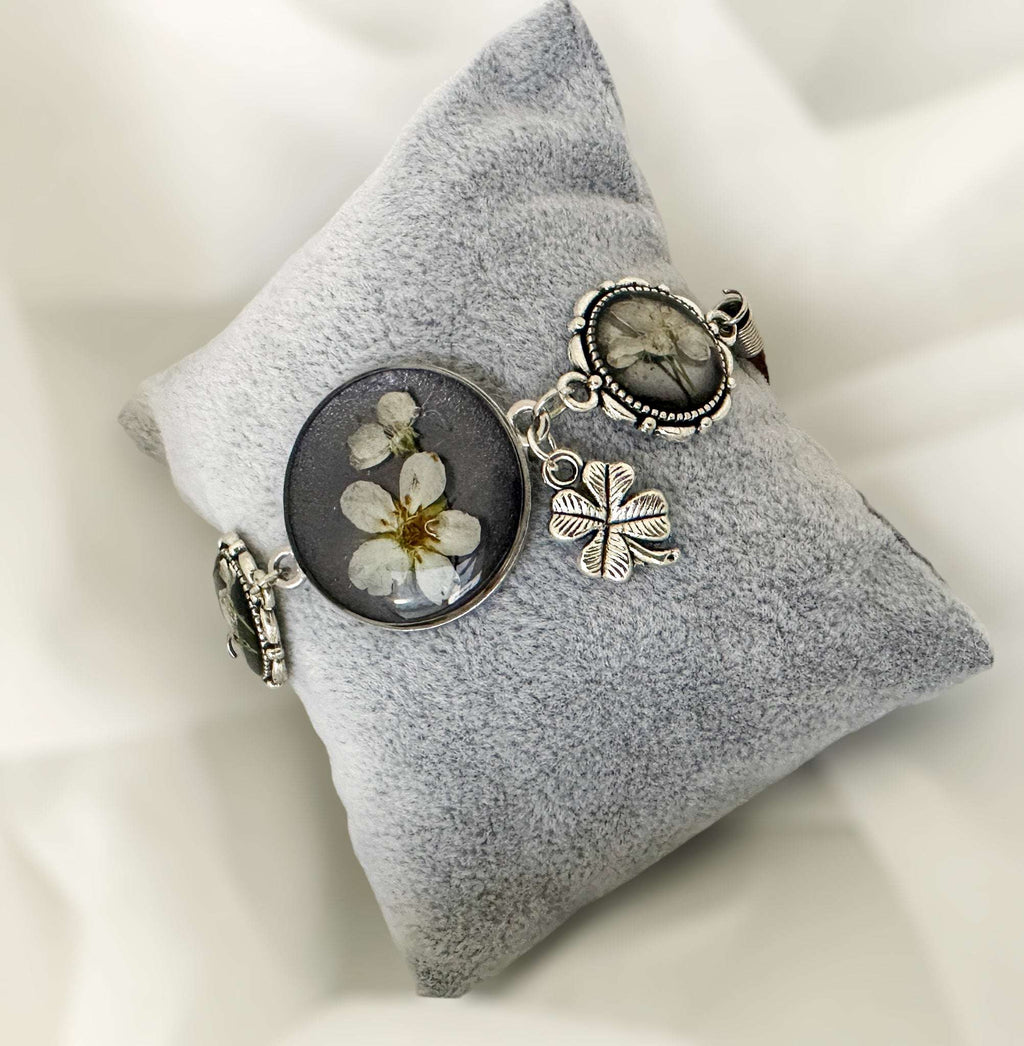Bracelet - Strawberry Fields Resin Bracelet with Dried Flower Accents