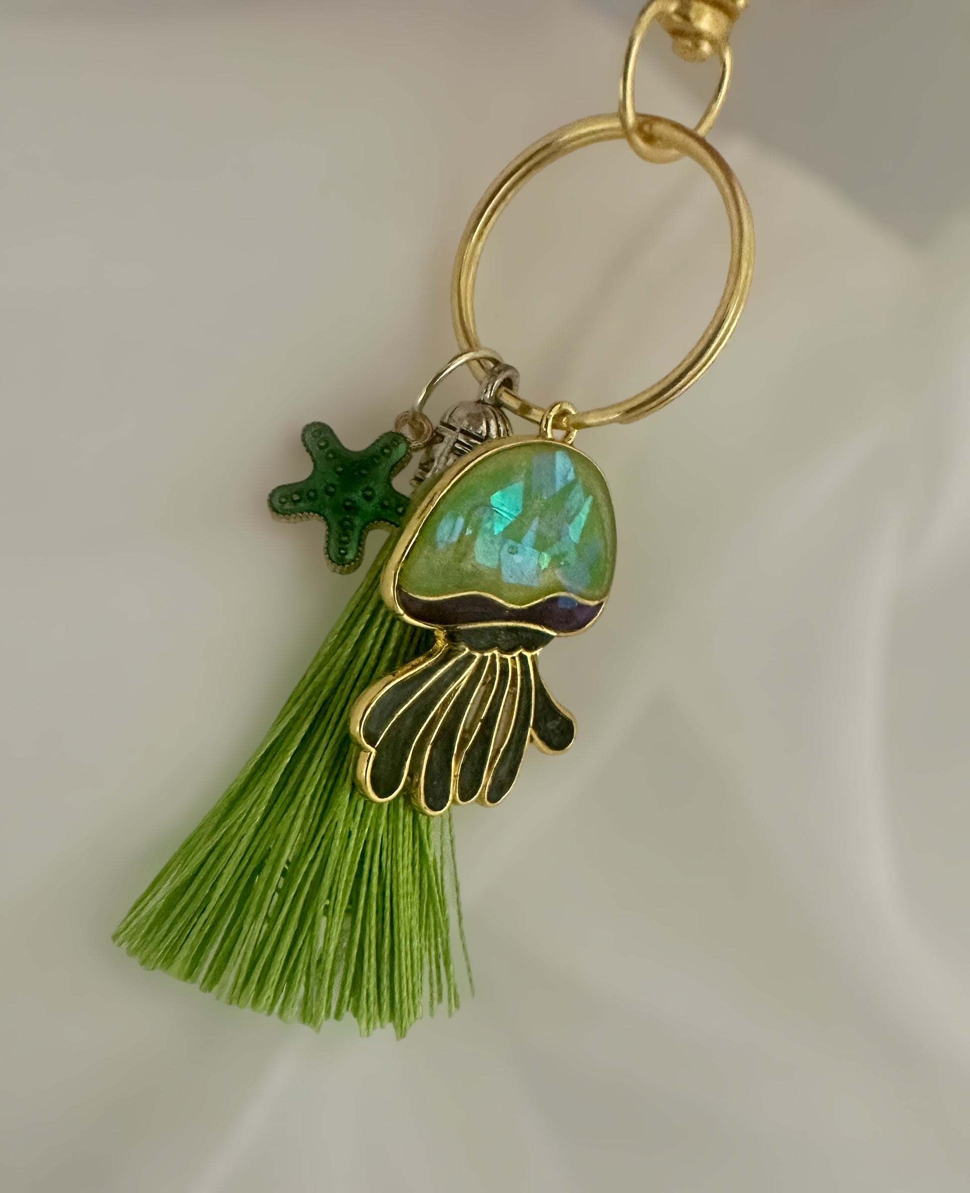 Jellyfish Glow Bag Charm / Keychain – Handmade Resin Jellyfish Charm