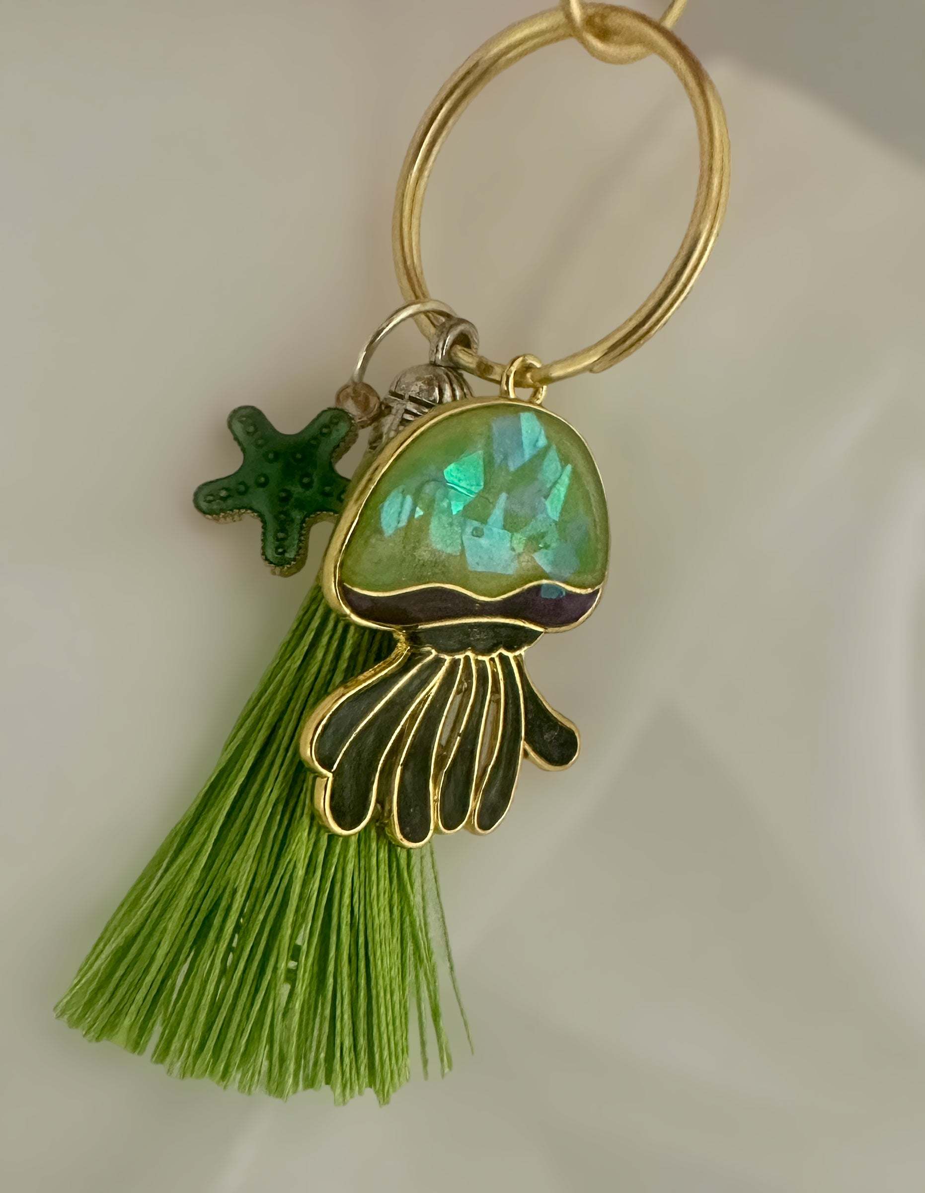 Jellyfish Glow Bag Charm / Keychain – Handmade Resin Jellyfish Charm