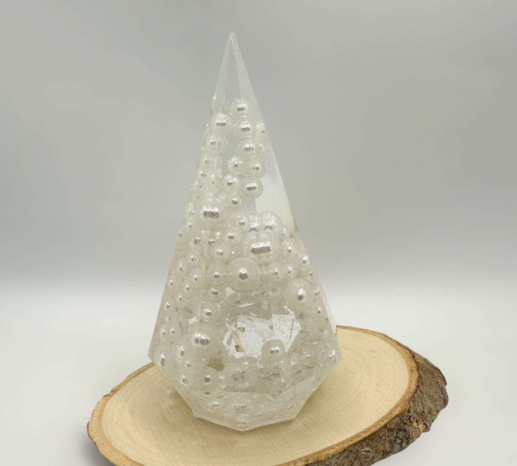 Floral & Pearls Ring Holder - Handmade Resin Holder & Bonus Tray