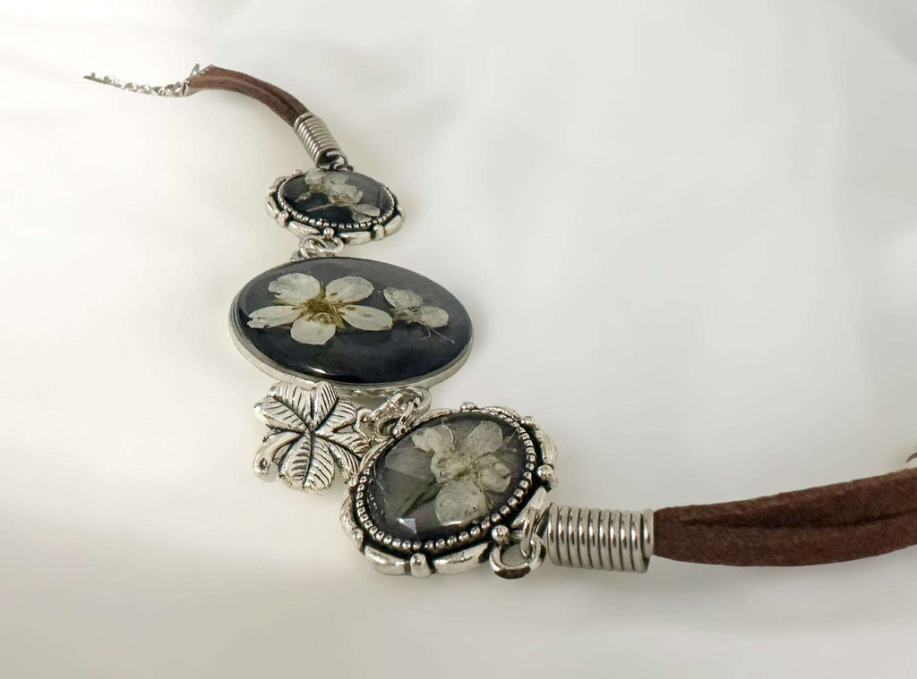 Bracelet - Strawberry Fields Resin Bracelet with Dried Flower Accents