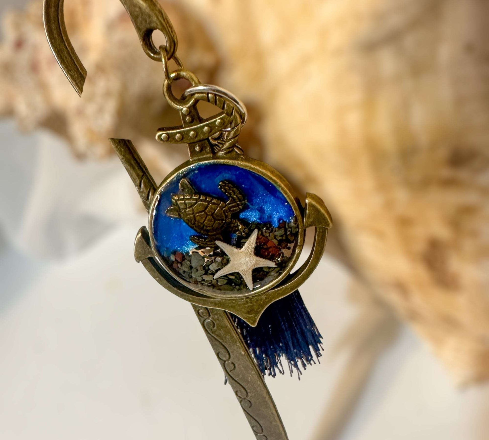 Oceanic Treasures: Handcrafted Resin Bookmarks with Real Sand & Seashells