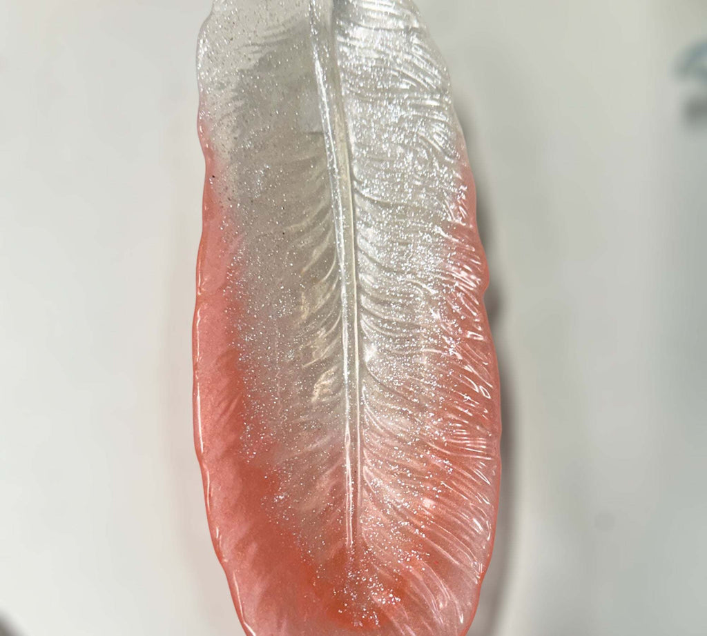Plateau en plumes - Élégance à plumes - Plateaux en forme de plumes fabriqués à la main