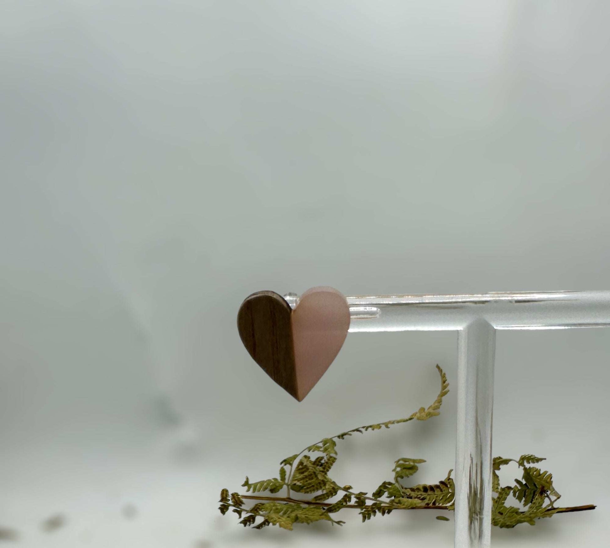 Heartfelt Boho Bliss: Whimsical Wood and Dark Blue Resin Heart Earrings