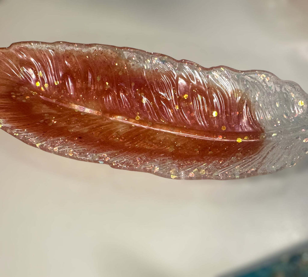 Plateau en plumes - Élégance à plumes - Plateaux en forme de plumes fabriqués à la main