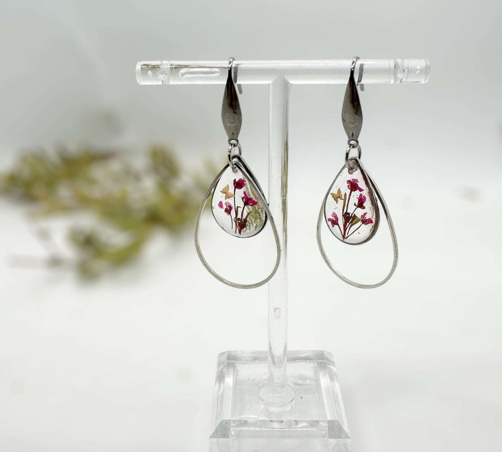 Cherry Blossom Charm - Handmade Pressed Flower Resin Earrings