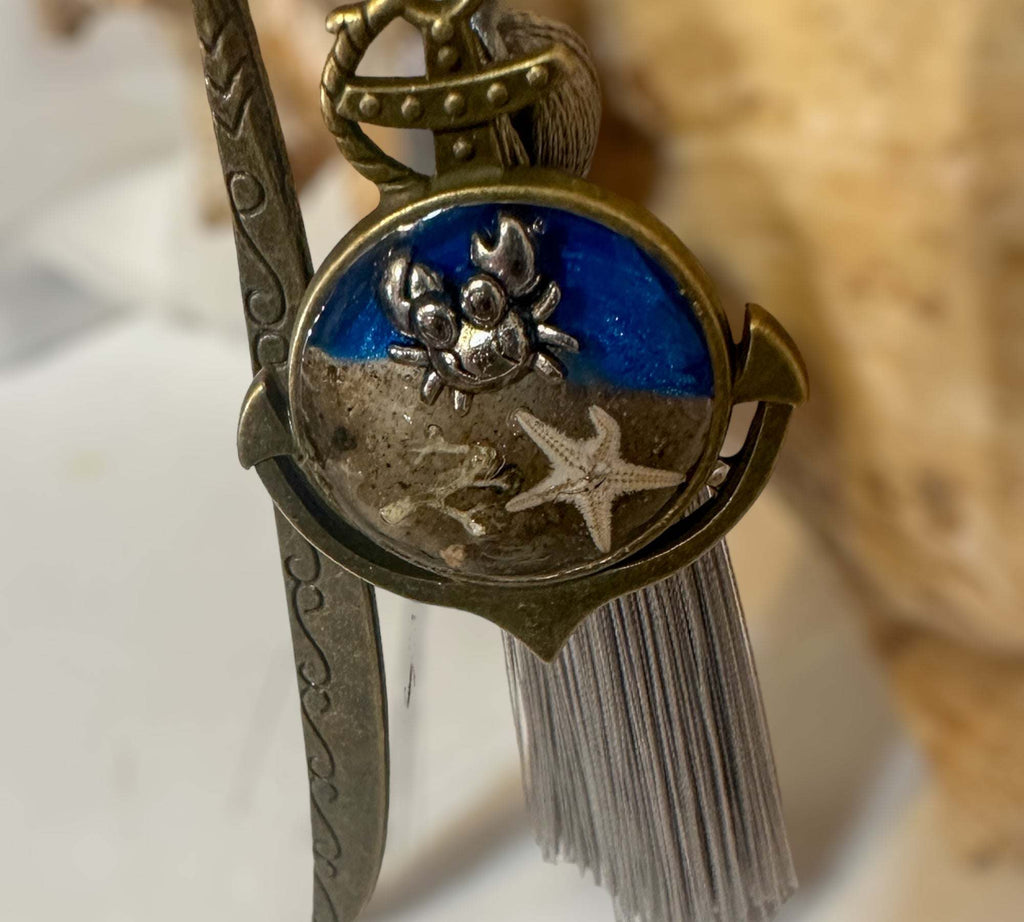 Oceanic Treasures: Handcrafted Resin Bookmarks with Real Sand & Seashells