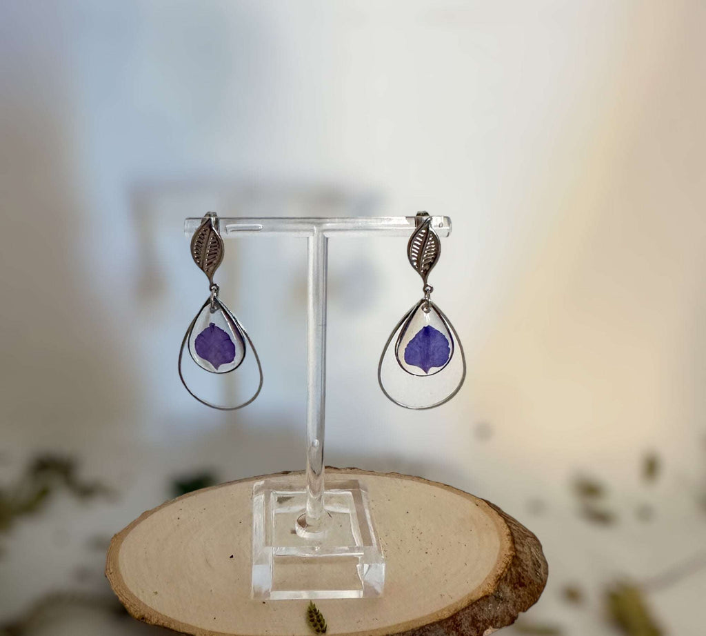Purple Petal Charm - Handmade Flower Petal Earrings