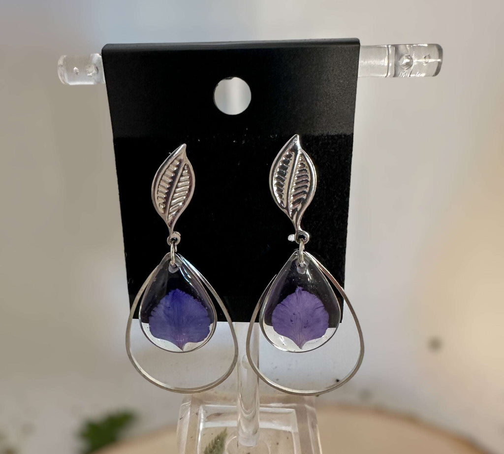 Purple Petal Charm - Handmade Flower Petal Earrings