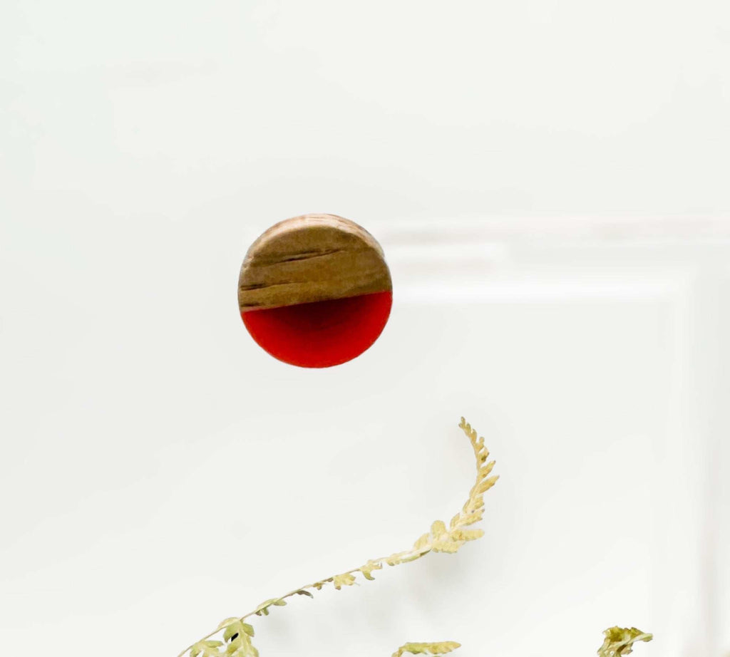 Boho Wood & Resin Stud Earrings - Bohemian Wood and Resin Earrings