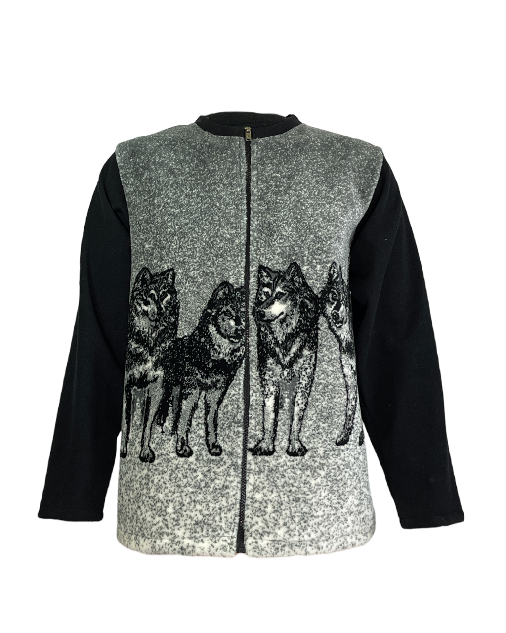 Adaptive Fleece Zip Jacket, Wolf Pattern